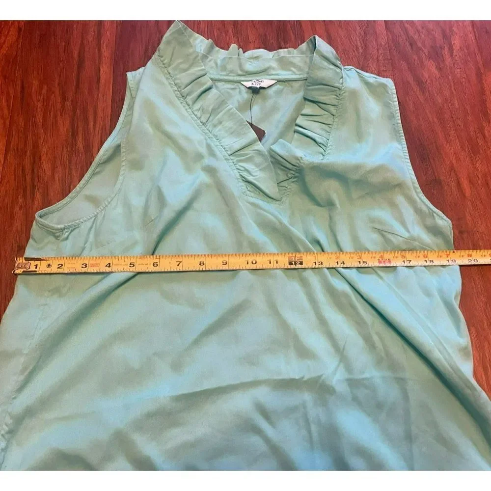 Crown & Ivy Turo Bold Hues Teal Green Tunic Blouse Size L NWT